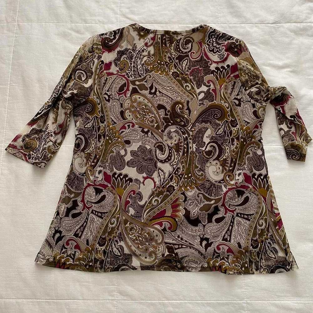 Japanese Vintage Paisley Patterned Mesh Top size … - image 2