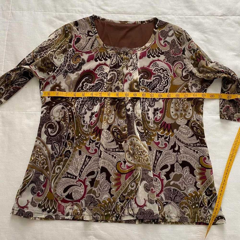 Japanese Vintage Paisley Patterned Mesh Top size … - image 3