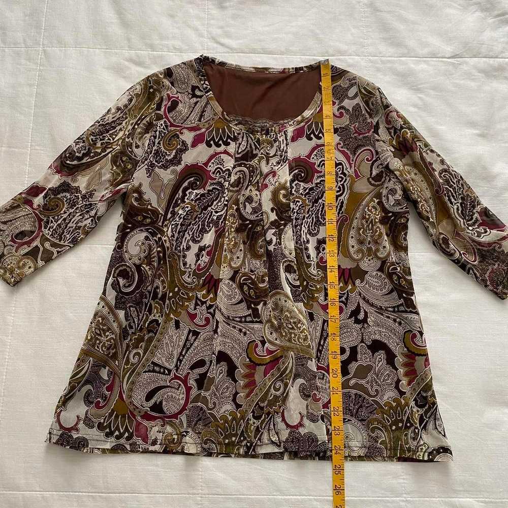 Japanese Vintage Paisley Patterned Mesh Top size … - image 4