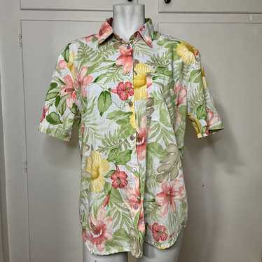 Vintage 80s Springy Floral Hawaiian Button Down Sh