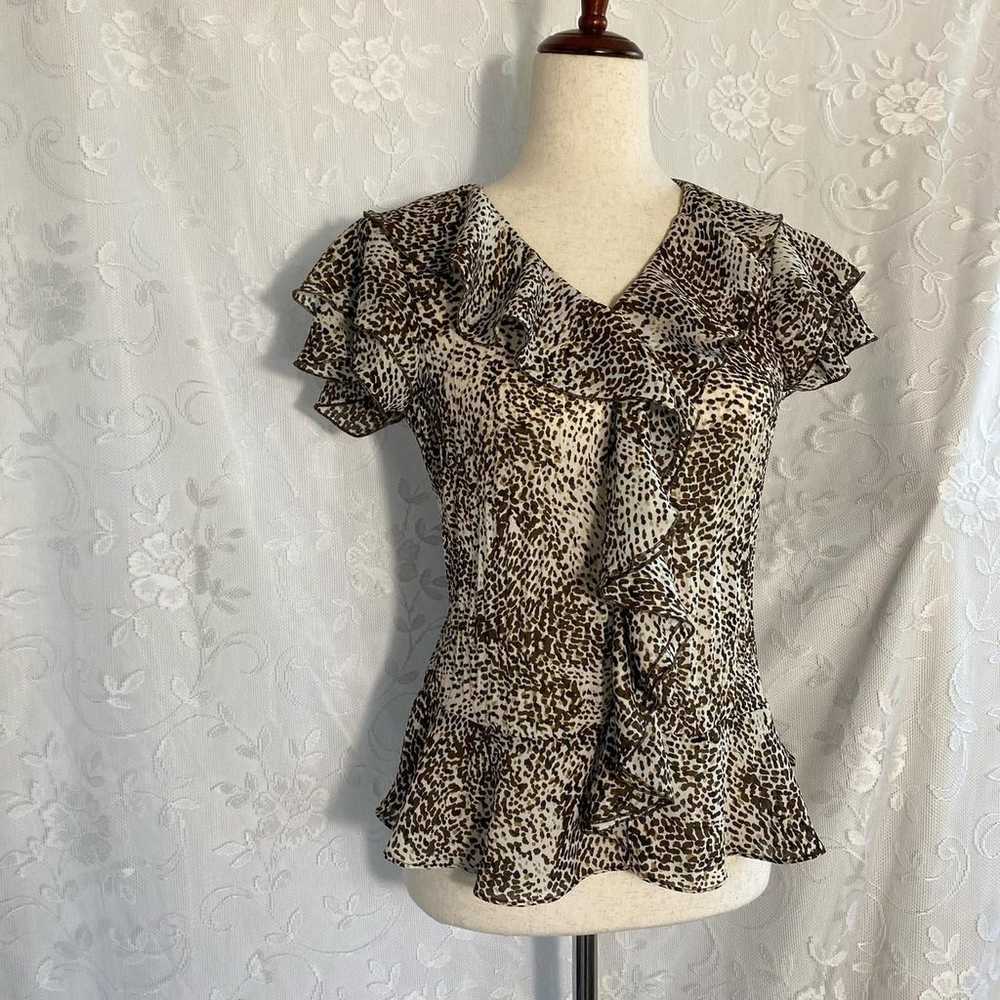 Vintage ruffle leopard print top - image 1