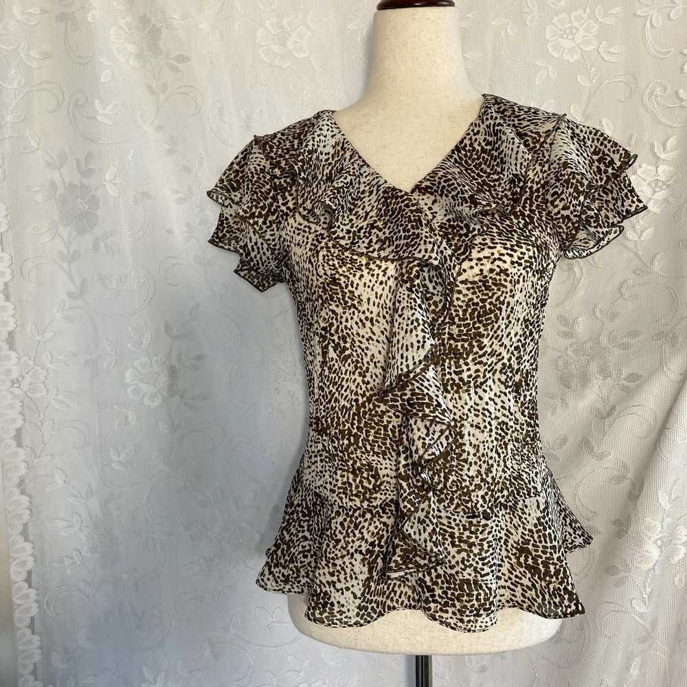 Vintage ruffle leopard print top - image 2