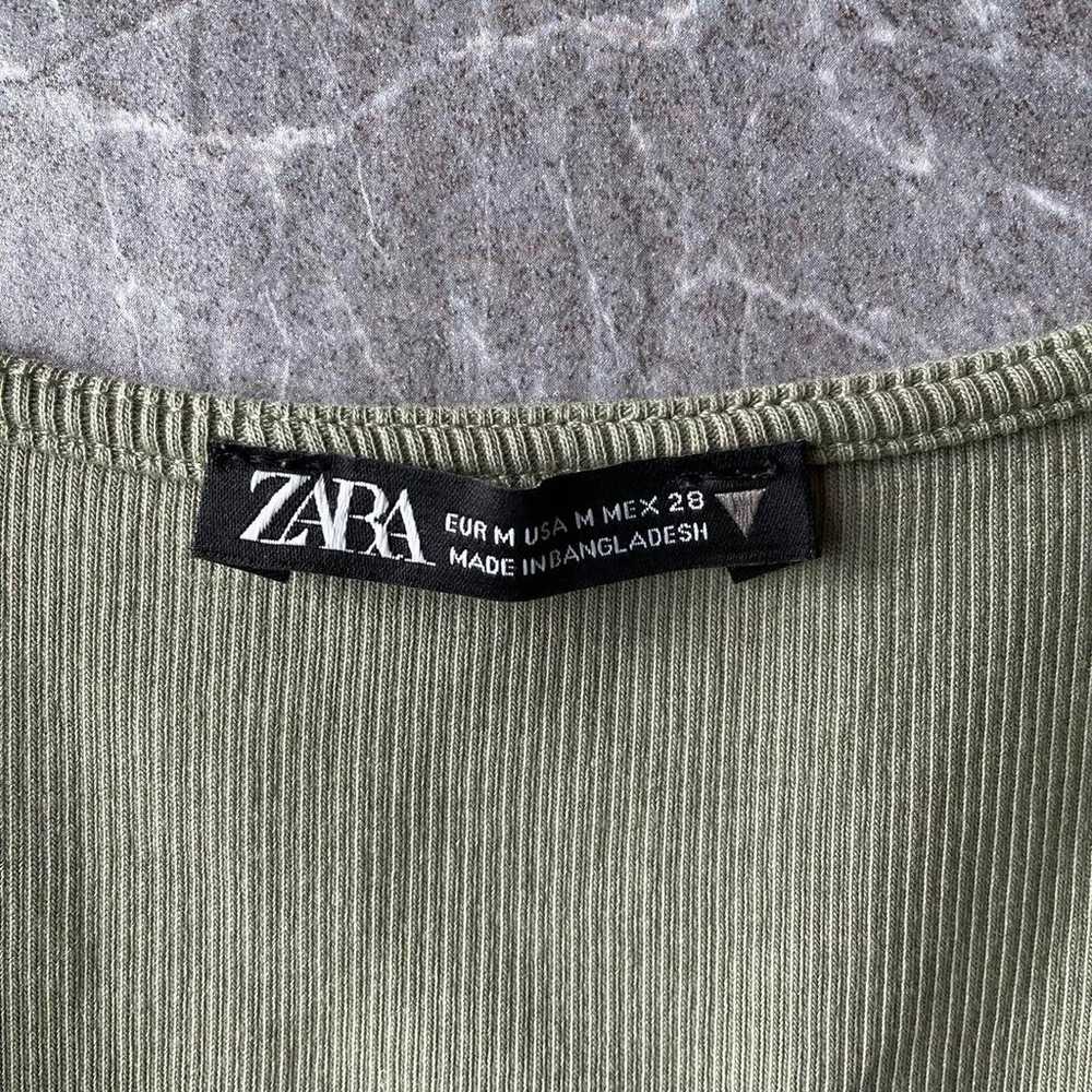 ZARA Gathered Detail Ribbed T-shirt Short Sleeve … - image 3