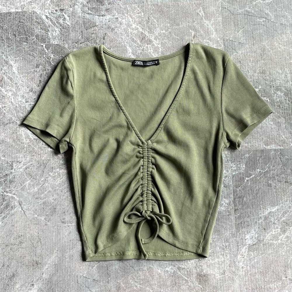 ZARA Gathered Detail Ribbed T-shirt Short Sleeve … - image 6