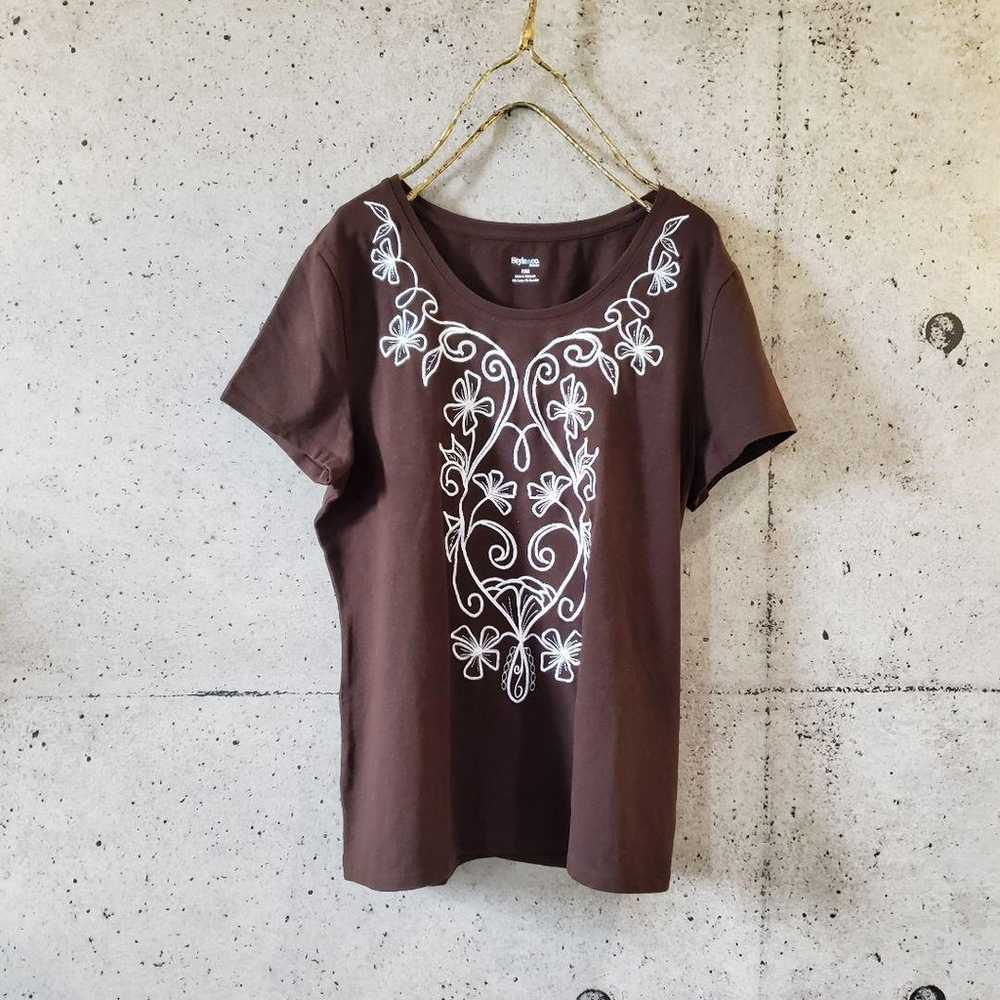 Style & Co. Embroidered Elegant T-shirt by Style … - image 1