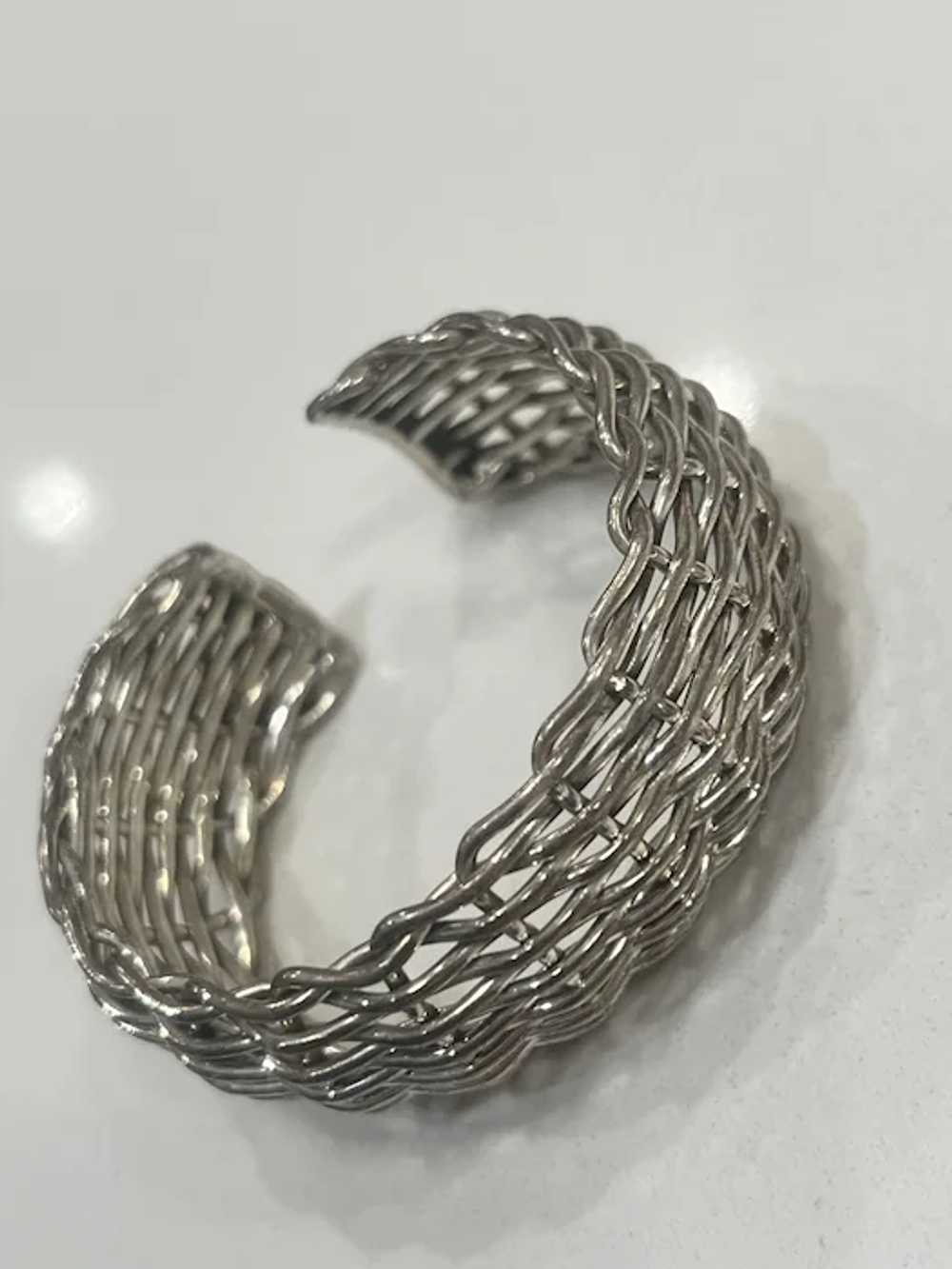 Detailed Sterling Silver Woven Cuff - image 7