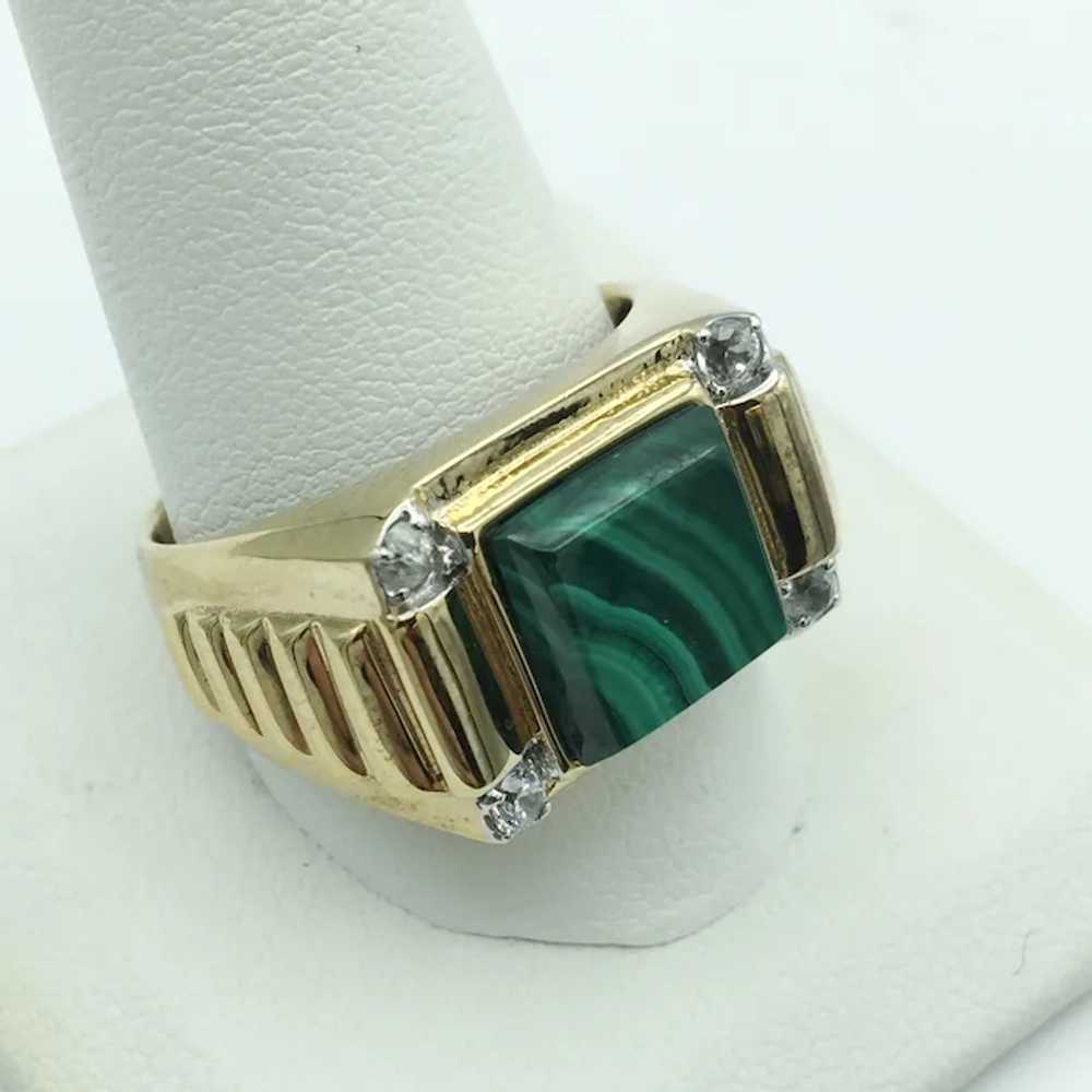 Sterling Silver Malachite and White Topaz Ring - image 3