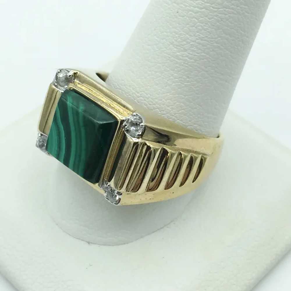 Sterling Silver Malachite and White Topaz Ring - image 4