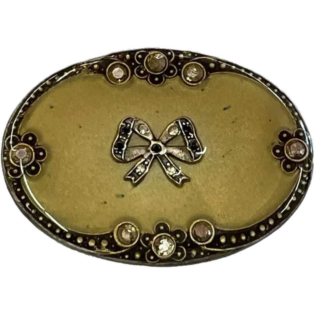 Vintage Enamel and Sterling Silver Brooch - image 1