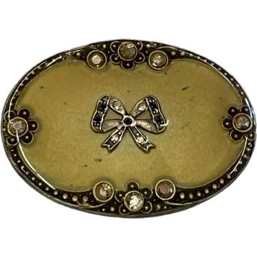 Vintage Enamel and Sterling Silver Brooch - image 1