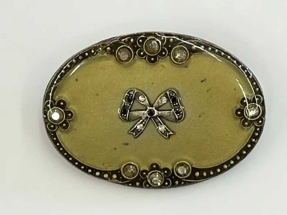 Vintage Enamel and Sterling Silver Brooch - image 2