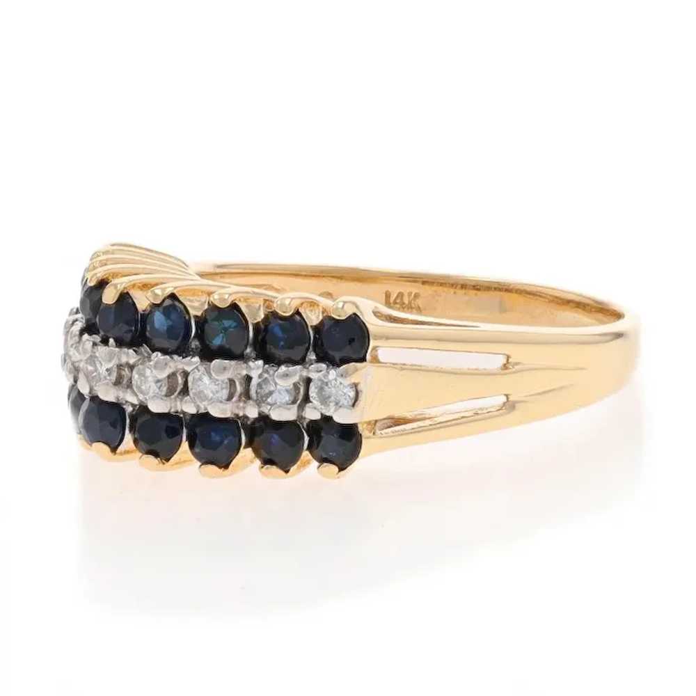 Yellow Gold Sapphire Diamond Cluster Ring - 14k R… - image 3