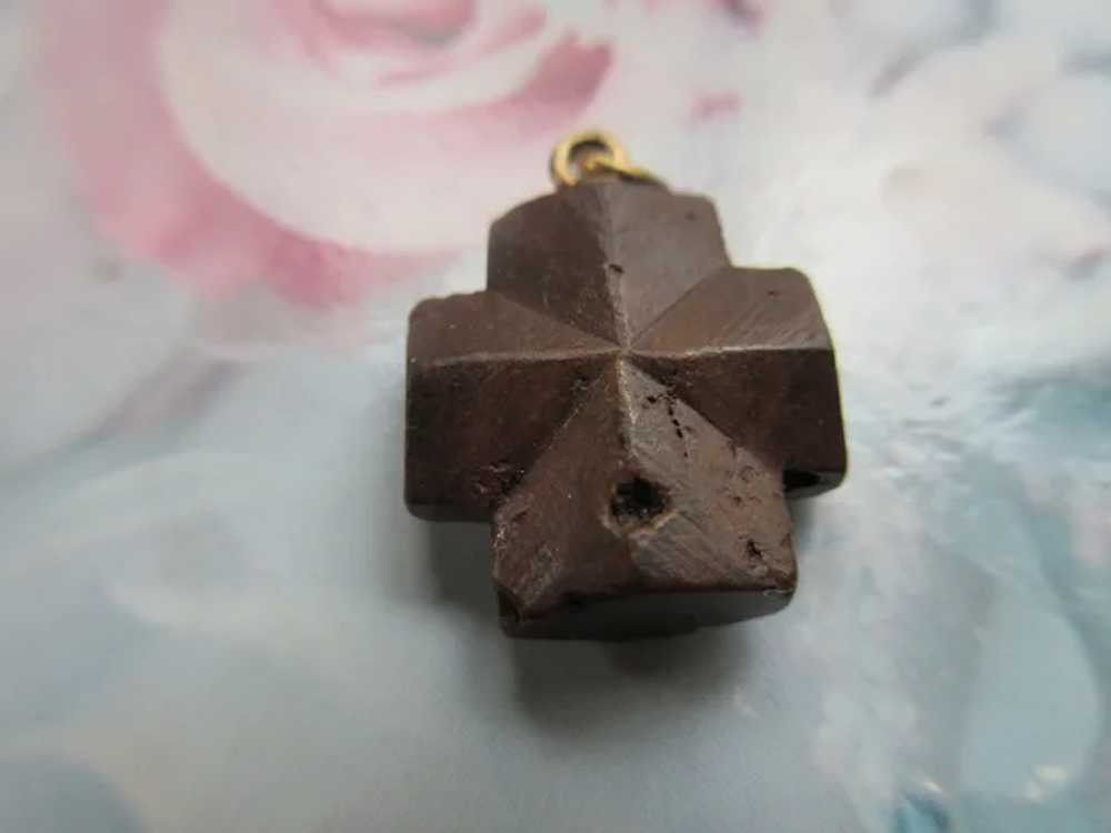 Vintage Staurolite Cross Pendant Charm - image 2