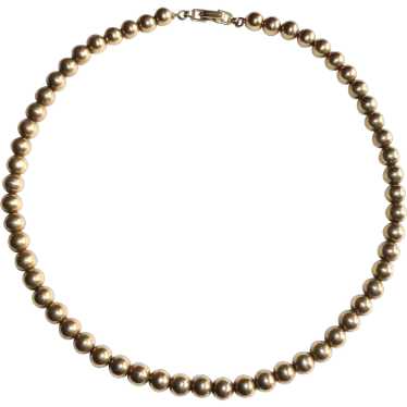 14k Yellow Gold Bead Necklace Signed