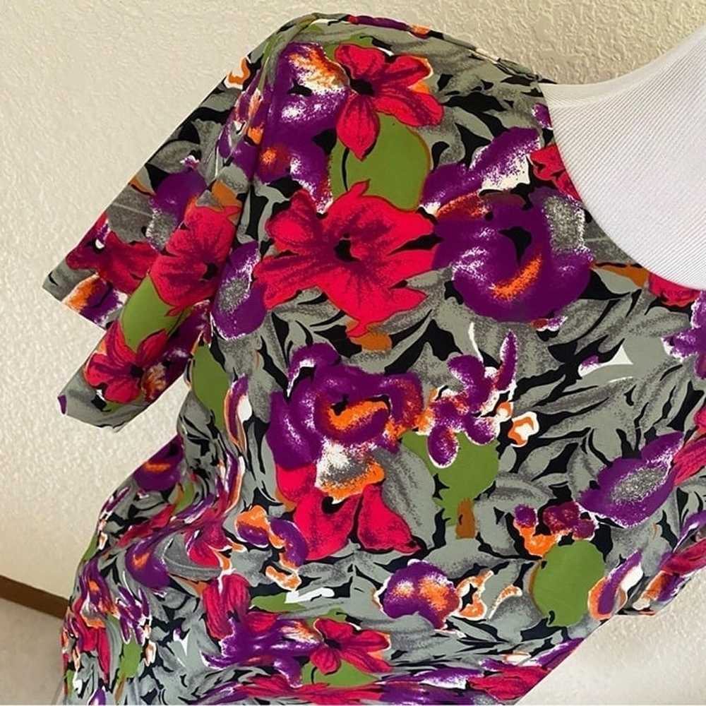 Notations Vintage 80s 90s Floral Satin Blouse Shi… - image 2