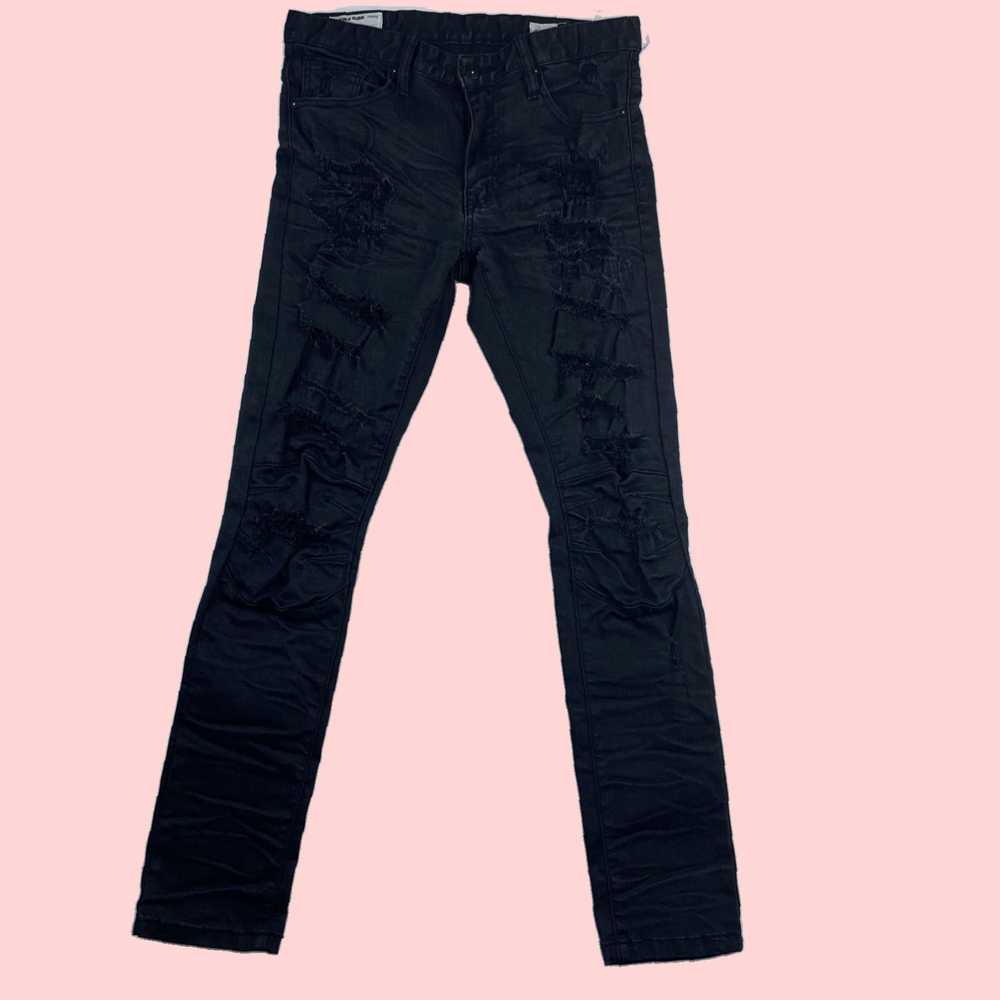 Vintage Black Distressed Moto Skinny Ripped Denim… - image 1