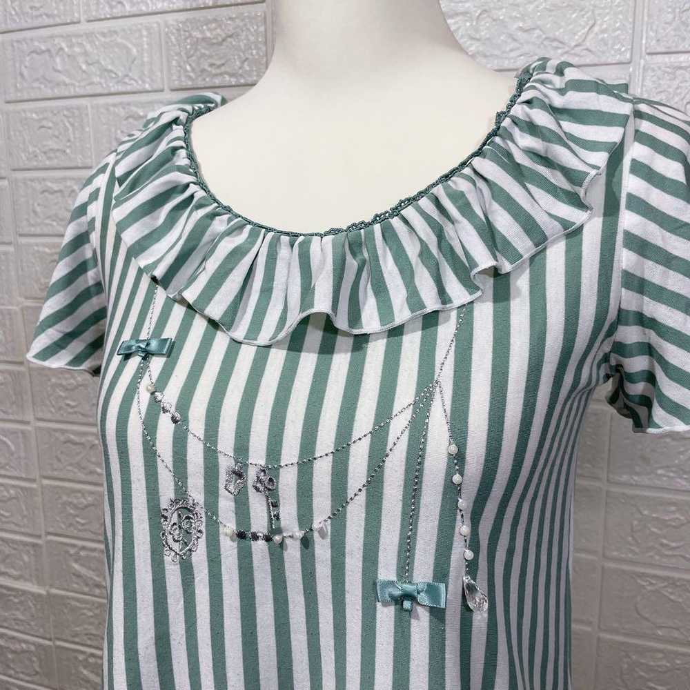 Axes Femme Tops Girly Stripe Green Vintage - image 2