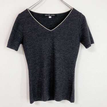 Michelle Cran【38】 V-Neck Knit Half-Sleeve Sweater 