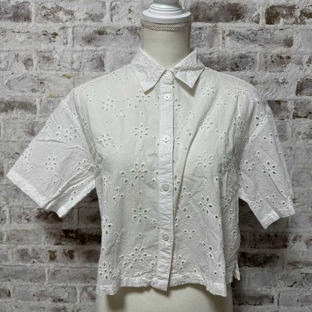 【GU】GU shirt blouse cropped length M lace short s… - image 2