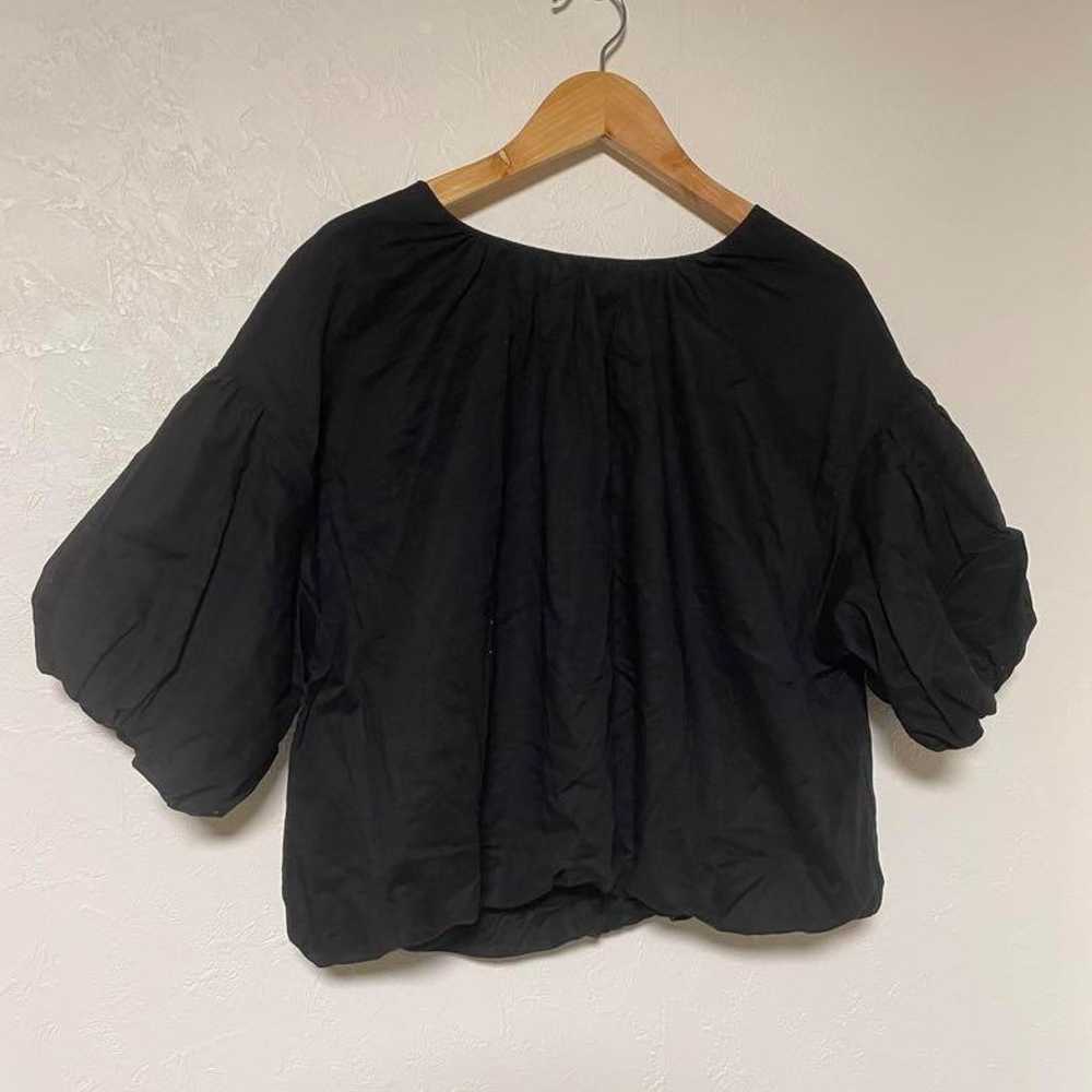 【TI】Puff Sleeve Blouse, Gather, Black, Frill, Bac… - image 10