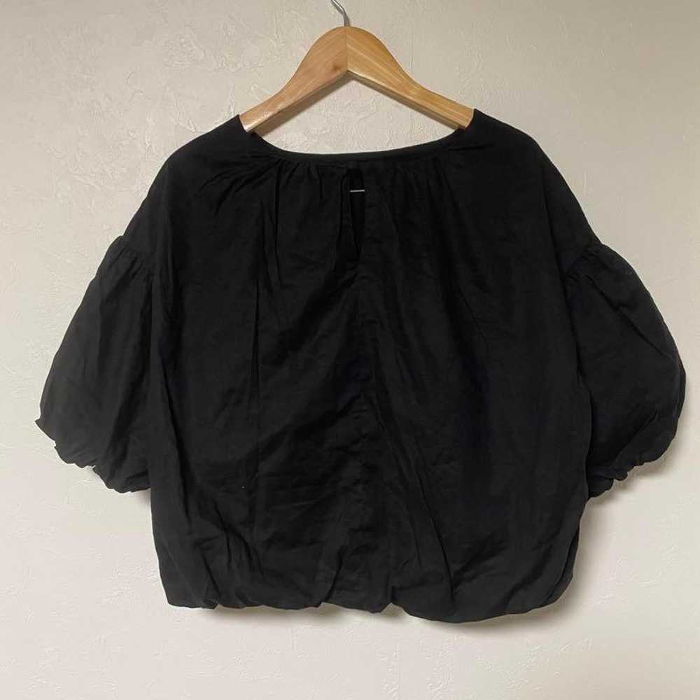 【TI】Puff Sleeve Blouse, Gather, Black, Frill, Bac… - image 2