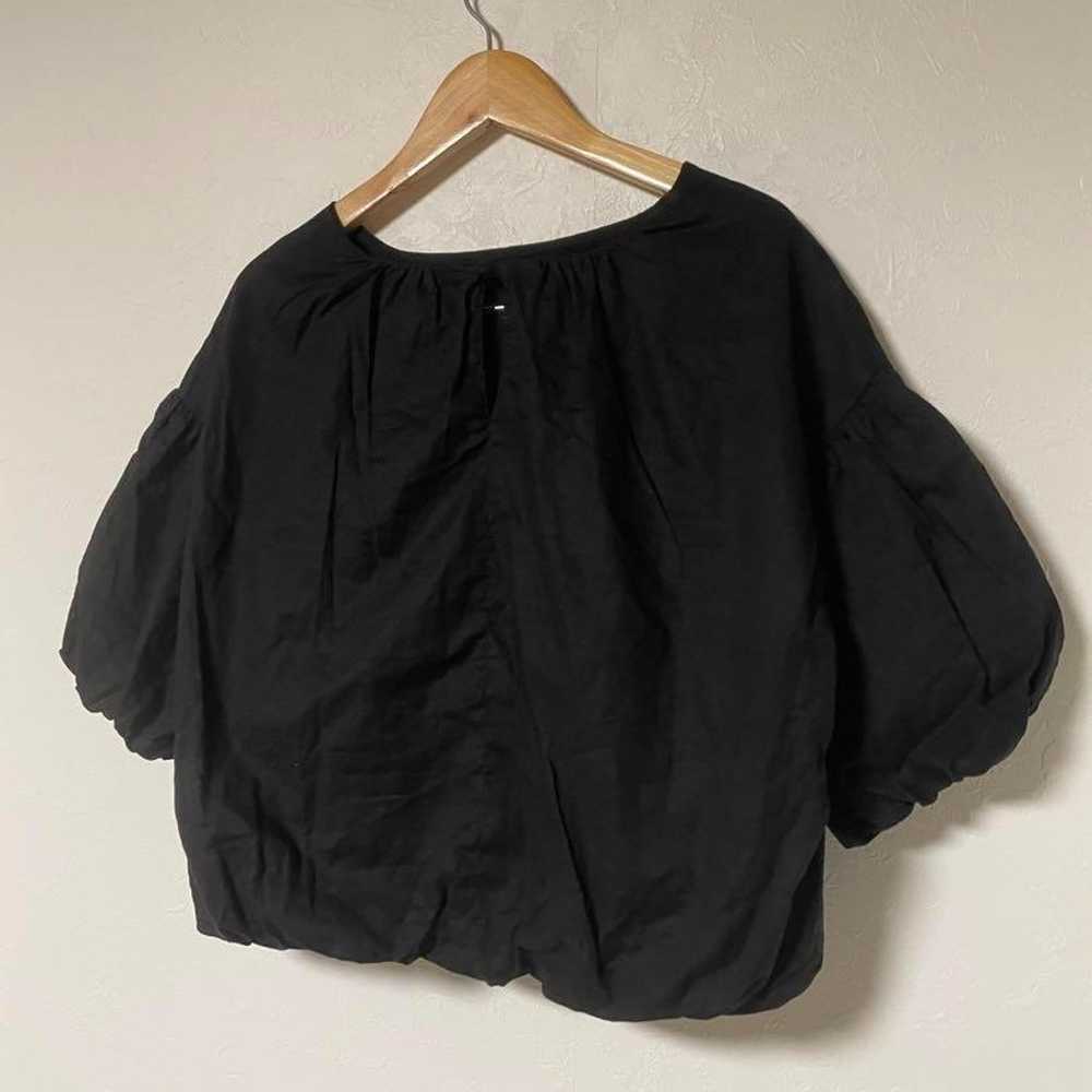 【TI】Puff Sleeve Blouse, Gather, Black, Frill, Bac… - image 3