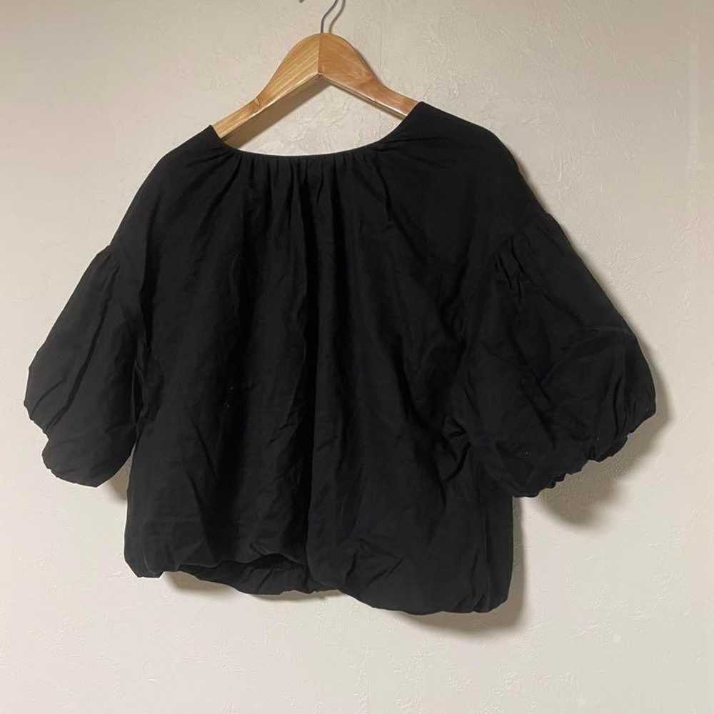 【TI】Puff Sleeve Blouse, Gather, Black, Frill, Bac… - image 9