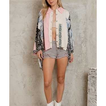 POL boho Patchwork  Button Down Oversized - image 1