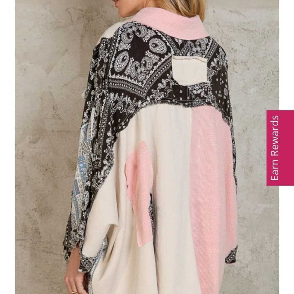 POL boho Patchwork  Button Down Oversized - image 2