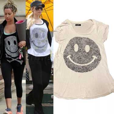 Lauren Moshi Beverly Hills Smiley Face White Grap… - image 1