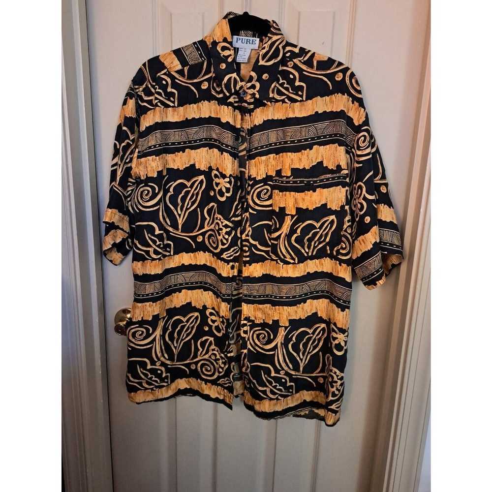 Pure 100% Silk Black and Gold Shirt Size M - image 1