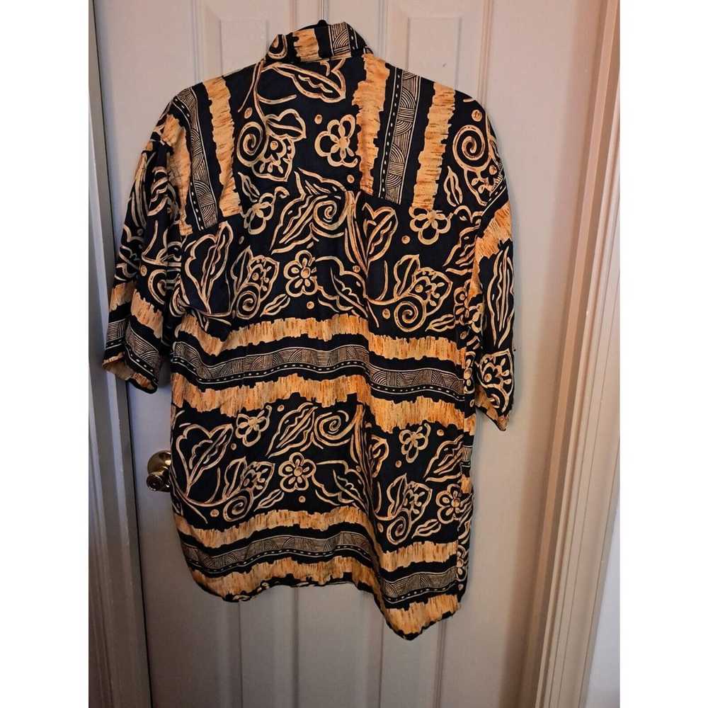 Pure 100% Silk Black and Gold Shirt Size M - image 2