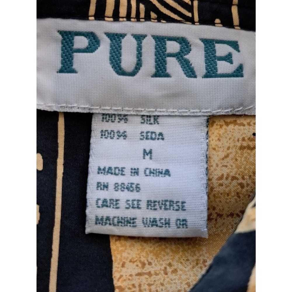 Pure 100% Silk Black and Gold Shirt Size M - image 4