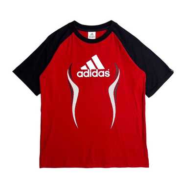 00s adidas Raglan T-shirt Red Performance Logo Y2K