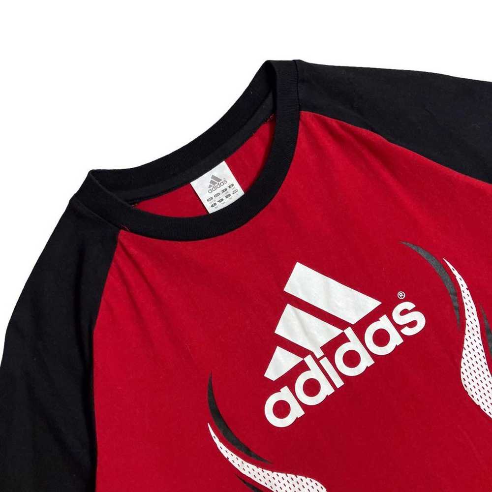 00s adidas Raglan T-shirt Red Performance Logo Y2K - image 2