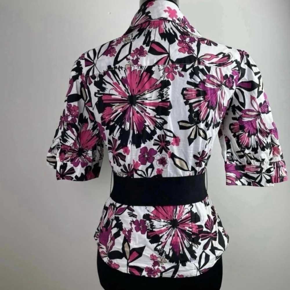 Floral Print Collar Belted Pink Multicolor Ruffle… - image 10