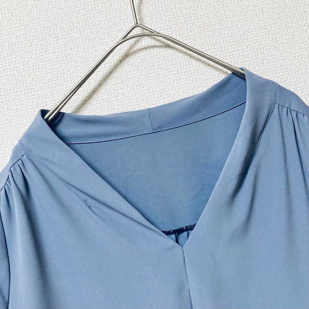 Tops (M) 38 Short sleeve Blue Chiffon Women's Vin… - image 3