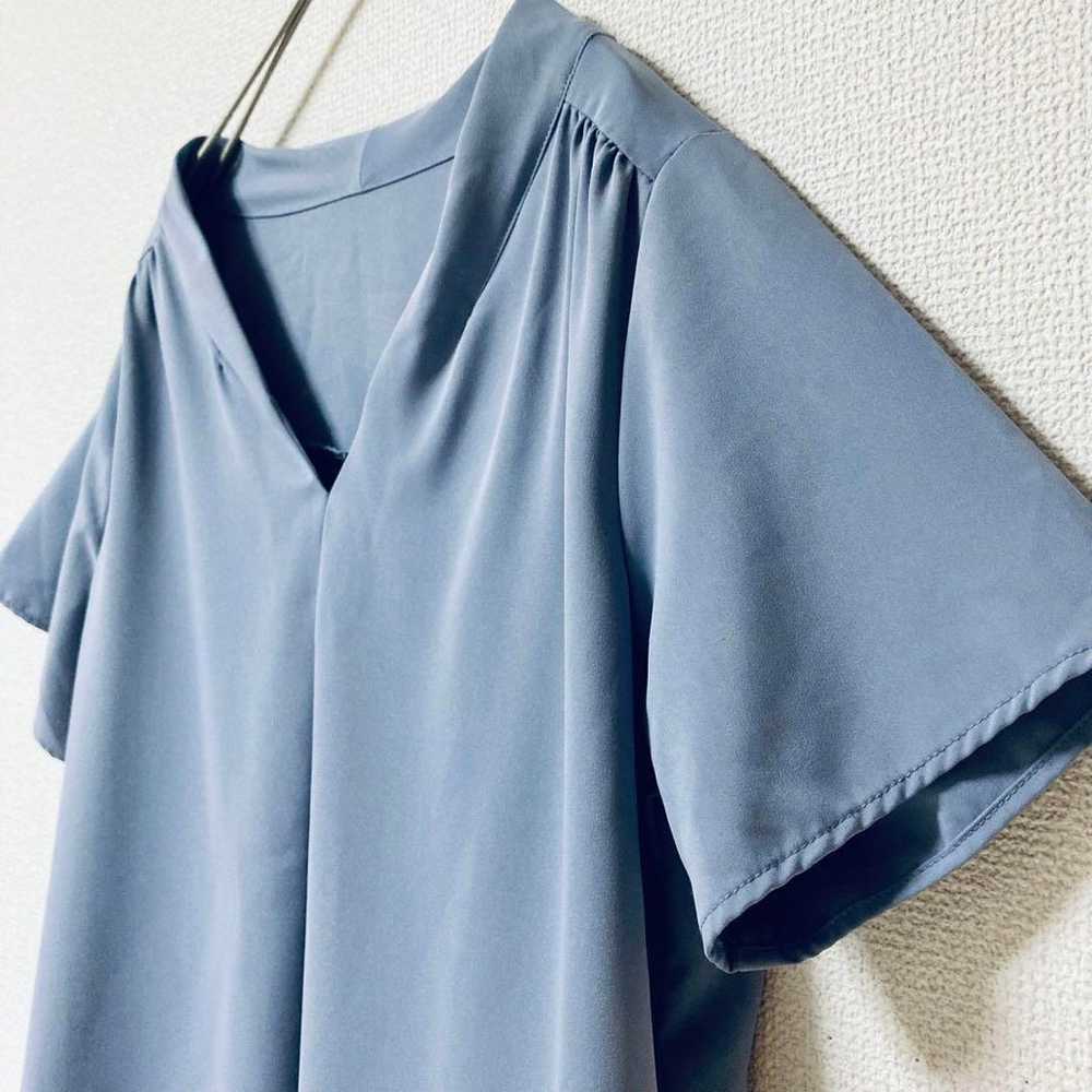 Tops (M) 38 Short sleeve Blue Chiffon Women's Vin… - image 5