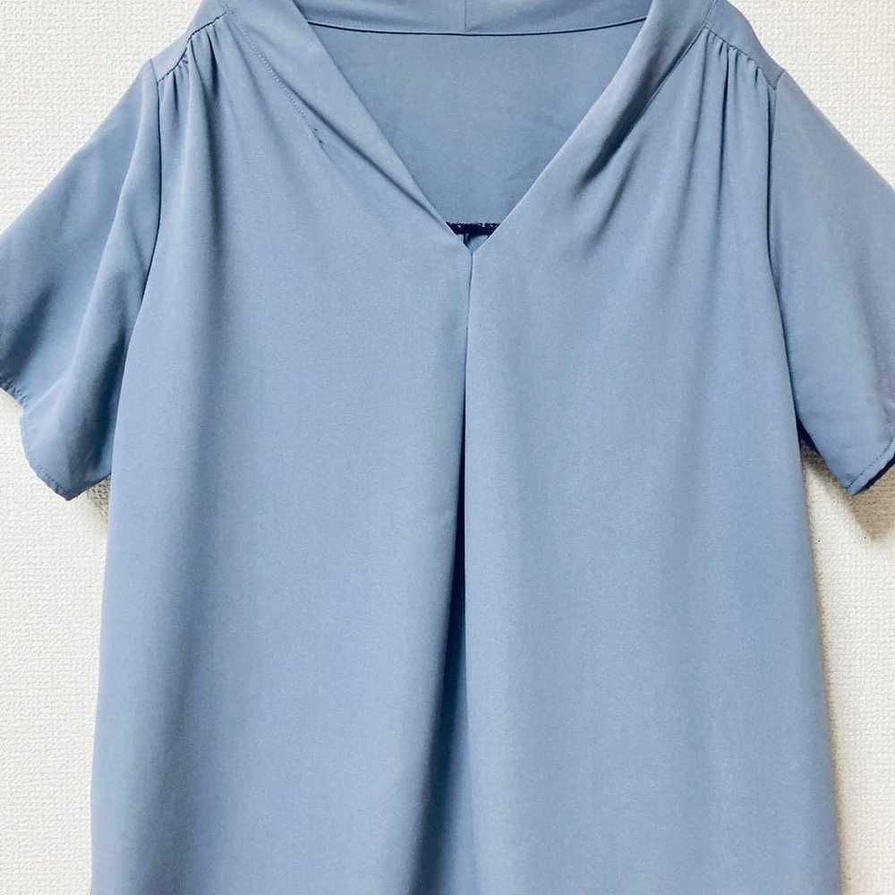 Tops (M) 38 Short sleeve Blue Chiffon Women's Vin… - image 6