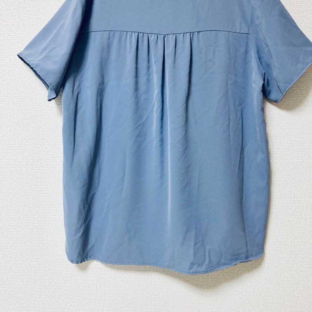 Tops (M) 38 Short sleeve Blue Chiffon Women's Vin… - image 8