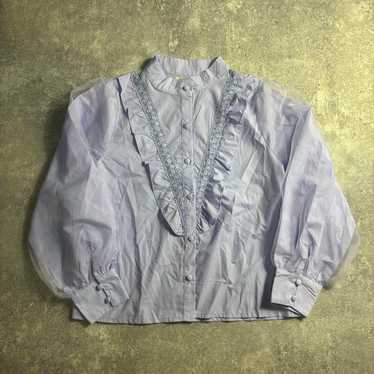 Y2K Fairy Grunge Frill Shirt Puff Sleeve Blouse G… - image 1