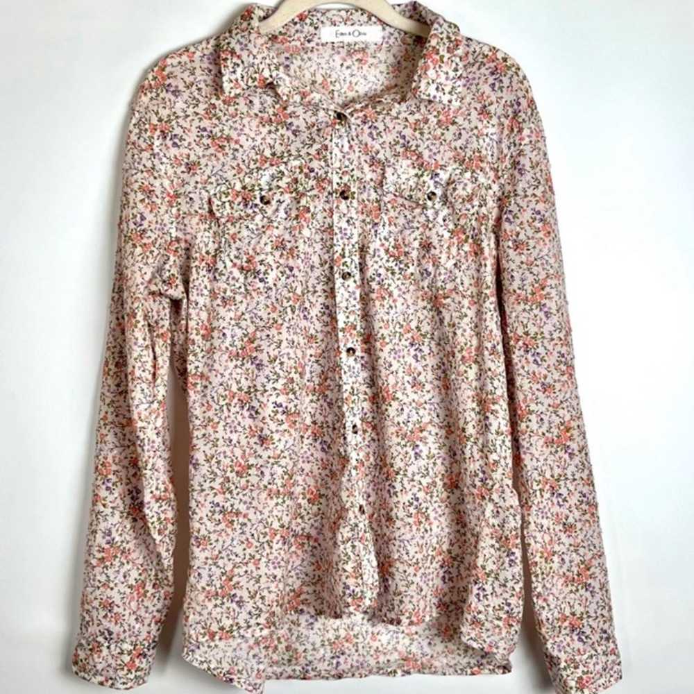 Eden & Olivia Floral Button Down Shirt Size Large… - image 1