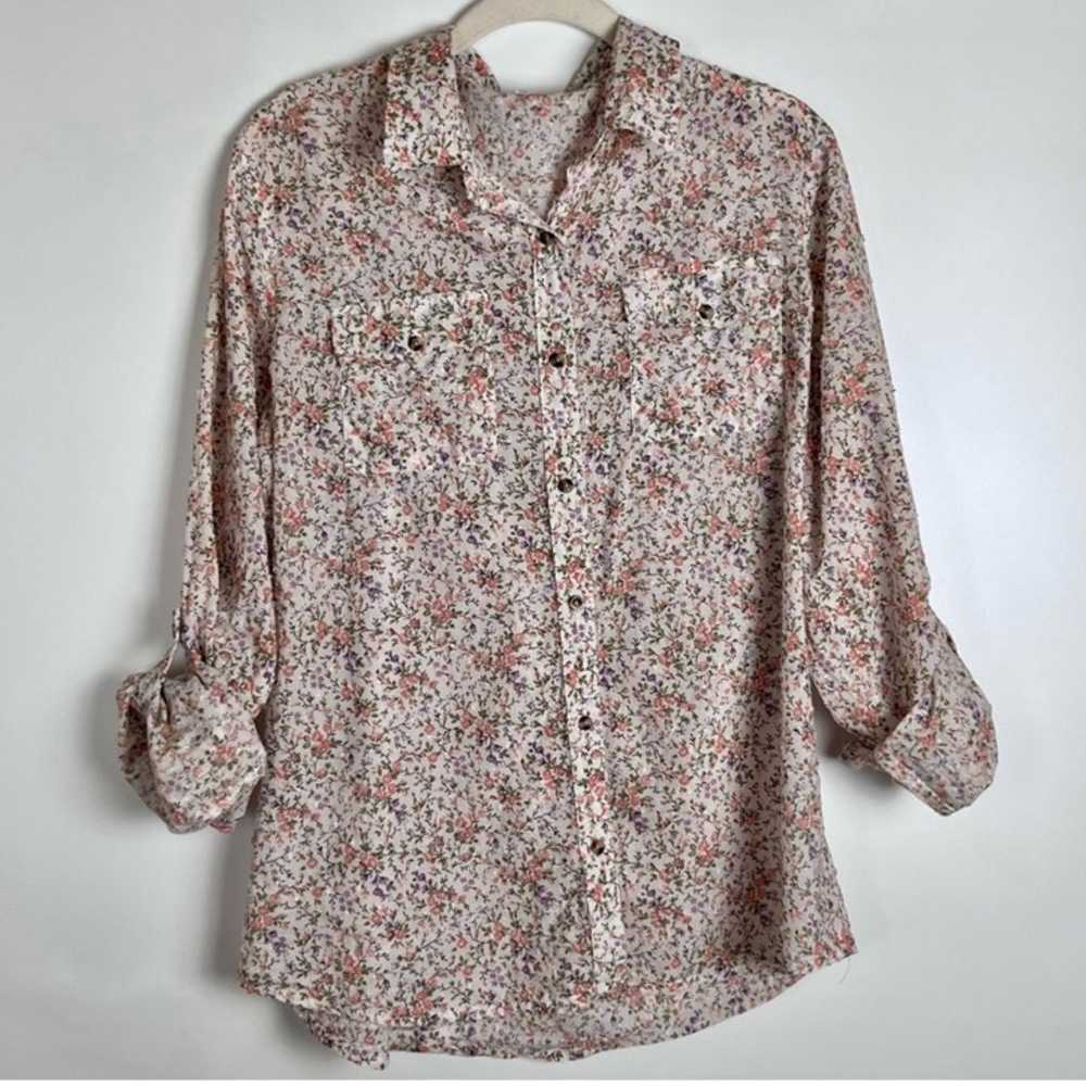 Eden & Olivia Floral Button Down Shirt Size Large… - image 5