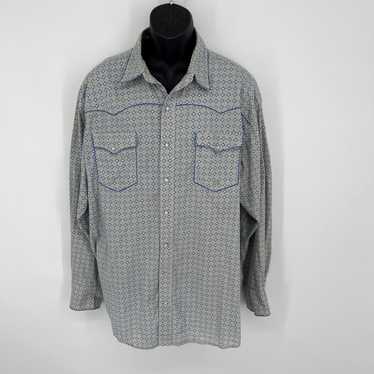 Roper Roper Western Shirt Sz 2XL Blue Green Embro… - image 1