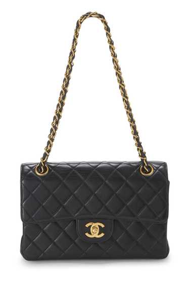 Black Quilted Lambskin Double Sided Flap Small