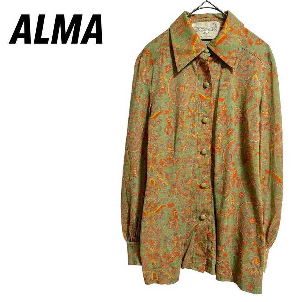 【Alma】Blouse Shirt Long Sleeve Showa Retro Unique… - image 1