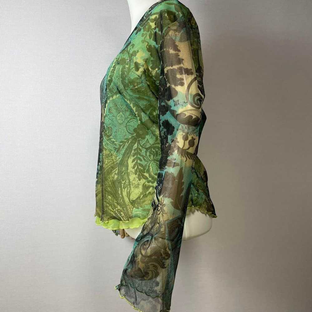 Vintage chiffon tunic in green with lurex sparkle… - image 5