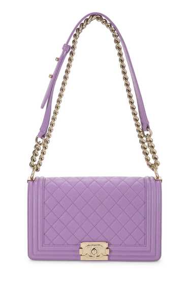 Purple Quilted Caviar Boy Bag Medium