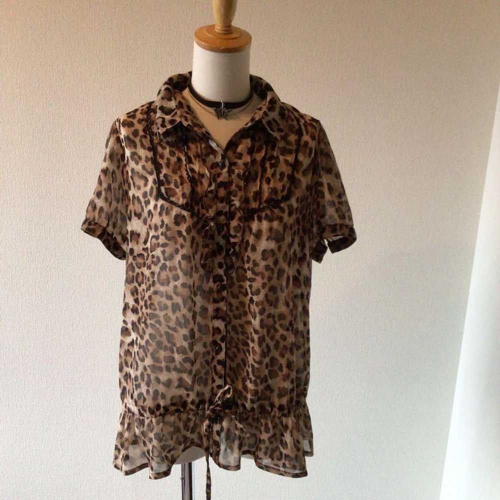 y2k Grunge Fairy Leopard Print Frill Blouse NANA … - image 1