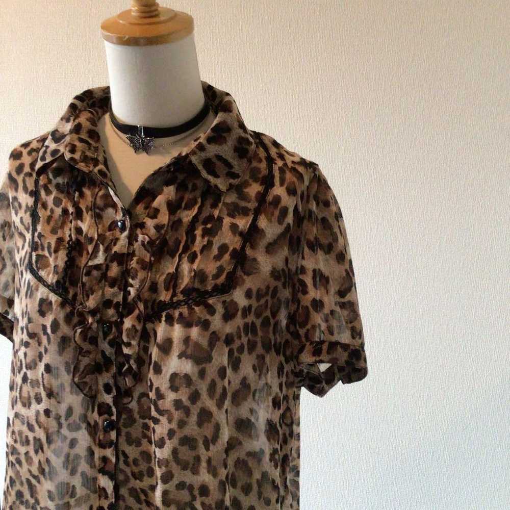 y2k Grunge Fairy Leopard Print Frill Blouse NANA … - image 2